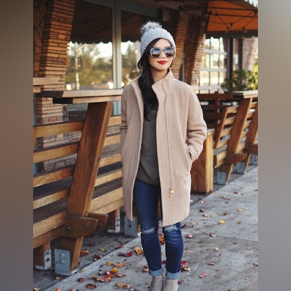 J. Crew Cocoon Coat in Italian Stadium Cloth Sandstone beige size 4 - Picture 2 of 13